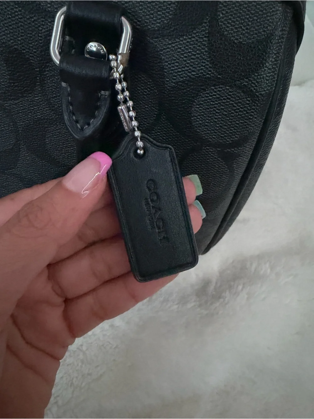 Coach Black Rowan Signature Canvas Satchel with Zip Wallet